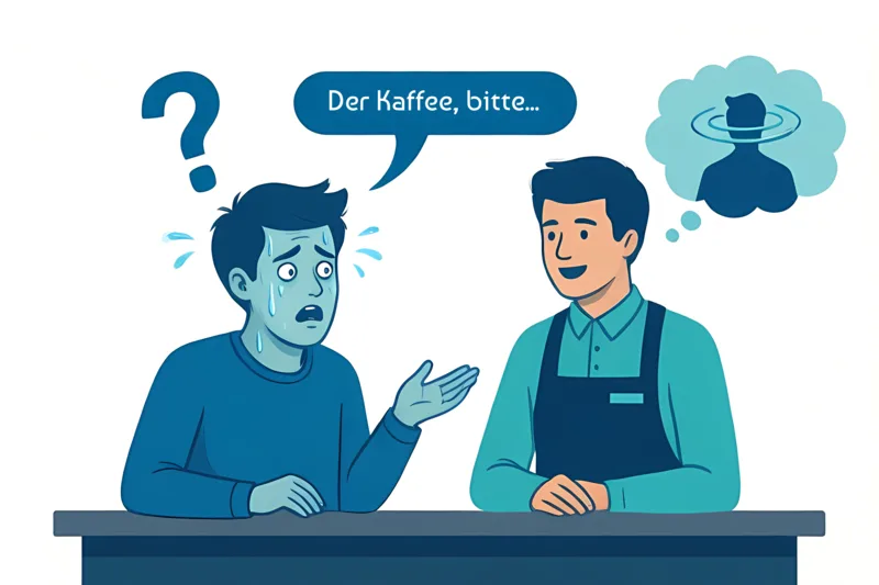 Learner freezing and going blank when ordering in German at a Berlin café