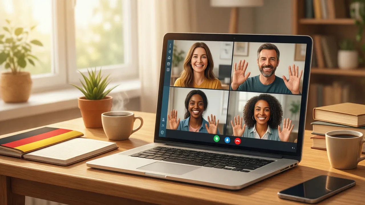 Live online German lesson with a small group of students